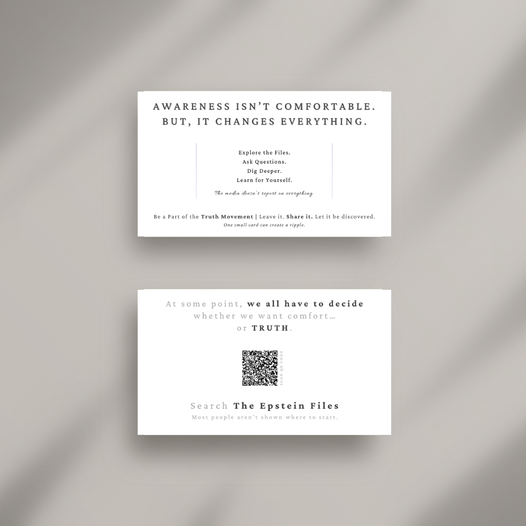 Epstein Files Awareness Cards | Give, Share, Spread Truth, Spark Change