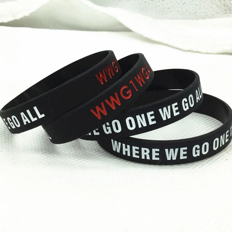 WWG1WGA Where We Go One We Go All Q Anon Digital Soldier Silicone Wristband Bracelet