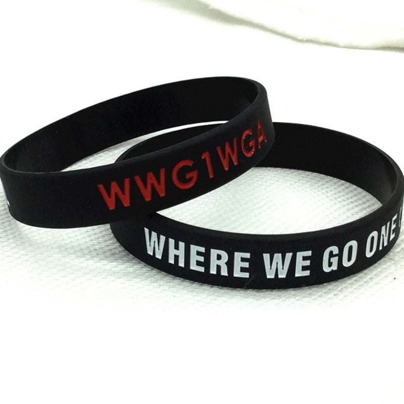 WWG1WGA Where We Go One We Go All Q Anon Digital Soldier Silicone Wristband Bracelet