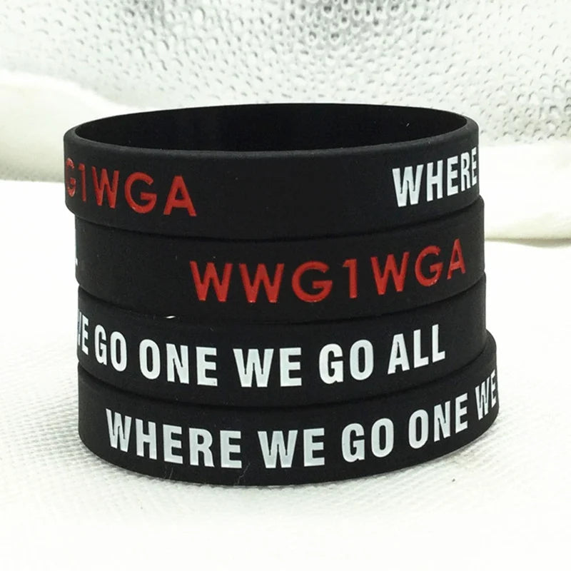 WWG1WGA Where We Go One We Go All Q Anon Digital Soldier Silicone Wristband Bracelet