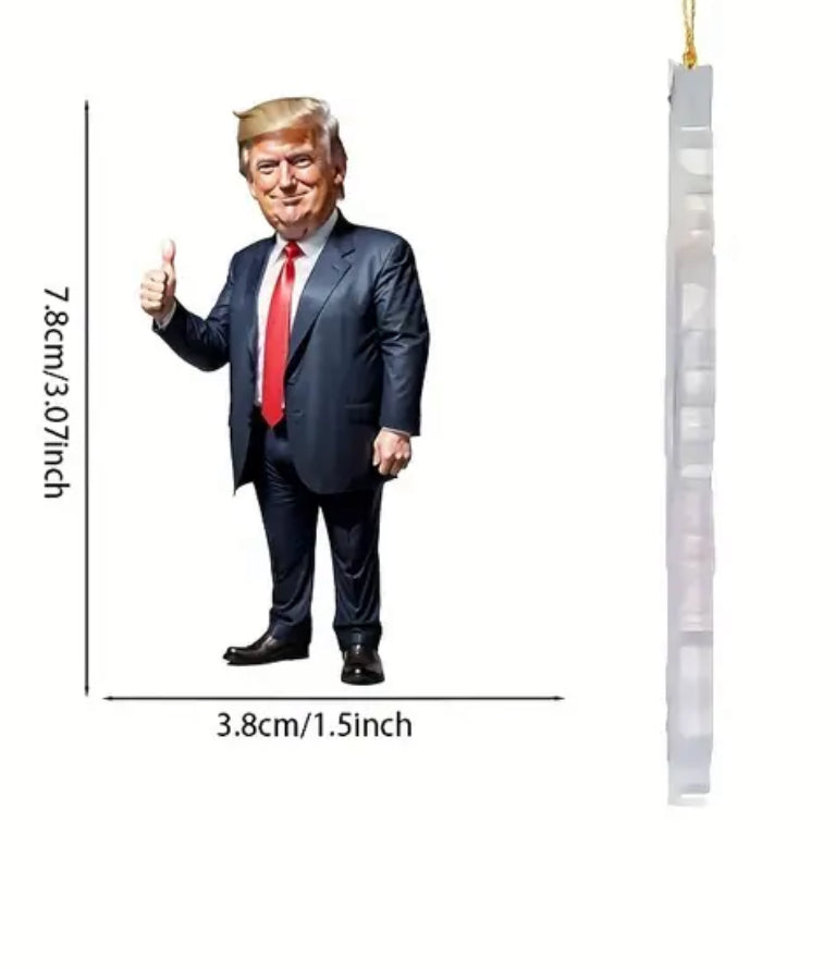 Trump Ornament 2D - Versatile Acrylic Decor for Car Interiors & Holiday Trees, Perfect MAGA Christmas Ornament & Gift Decor Make America Great Again