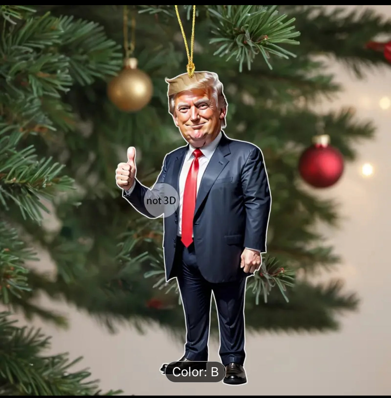 Trump Ornament 2D - Versatile Acrylic Decor for Car Interiors & Holiday Trees, Perfect MAGA Christmas Ornament & Gift Decor Make America Great Again