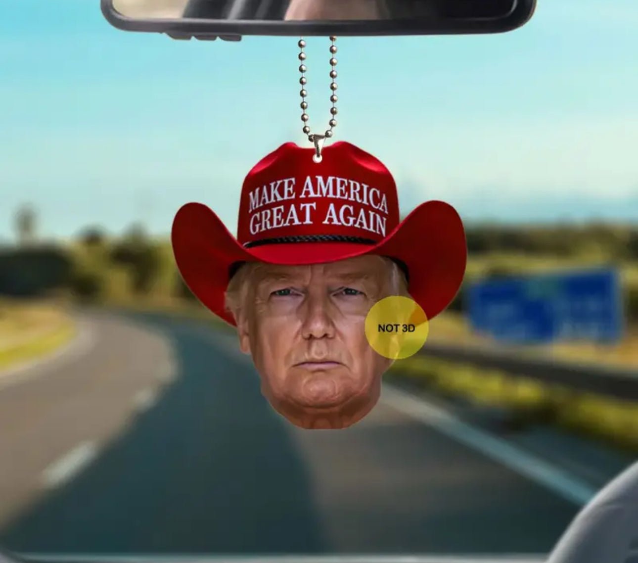 Trump Cowboy MAGA Hat 'Make America Great Again' Acrylic Pendant - Versatile Decor for Car Mirrors, Backpacks, & Keychains - Ideal Christmas Gift for Trump Supporters