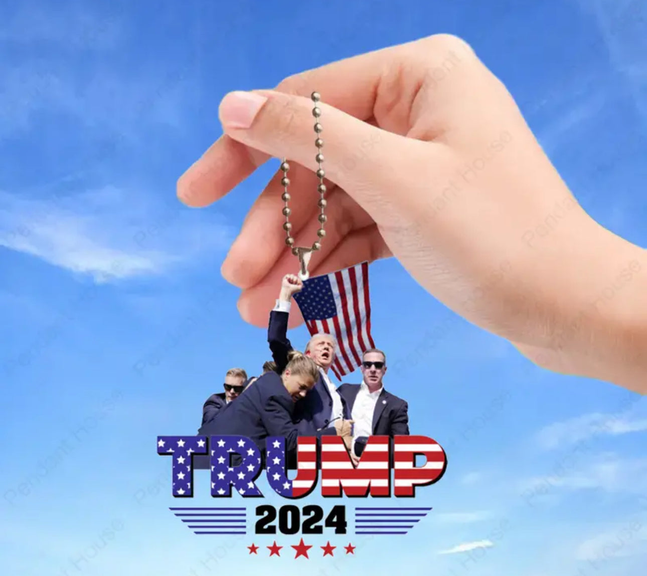 Trump 2024 FIGHT FIGHT FIGHT Acrylic Ornament – Versatile Pendant - MAGA Christmas Ornament - Decor for Home, Car, & Outdoors, Perfect Gift for Family & Friends