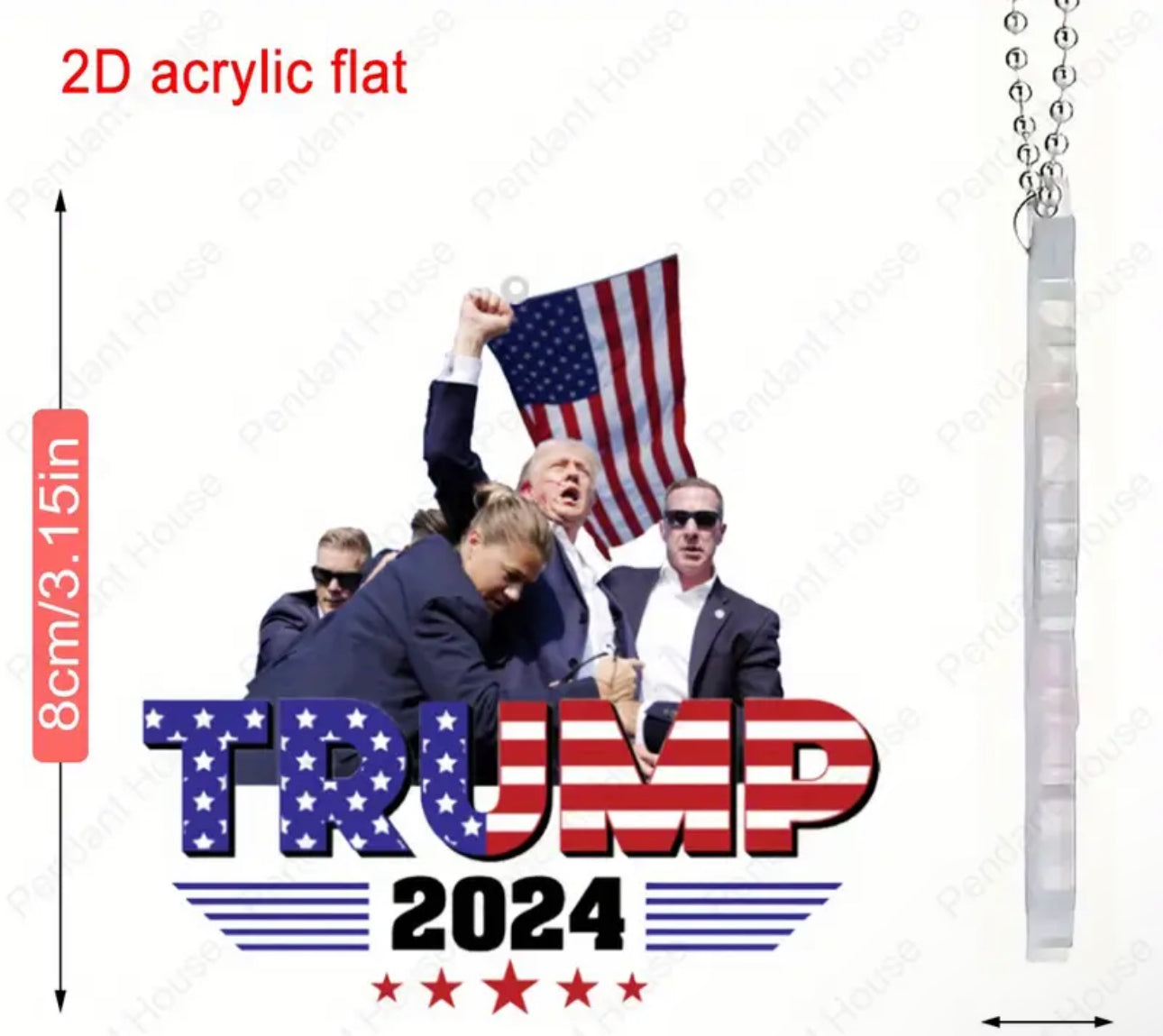 Trump 2024 FIGHT FIGHT FIGHT Acrylic Ornament – Versatile Pendant - MAGA Christmas Ornament - Decor for Home, Car, & Outdoors, Perfect Gift for Family & Friends