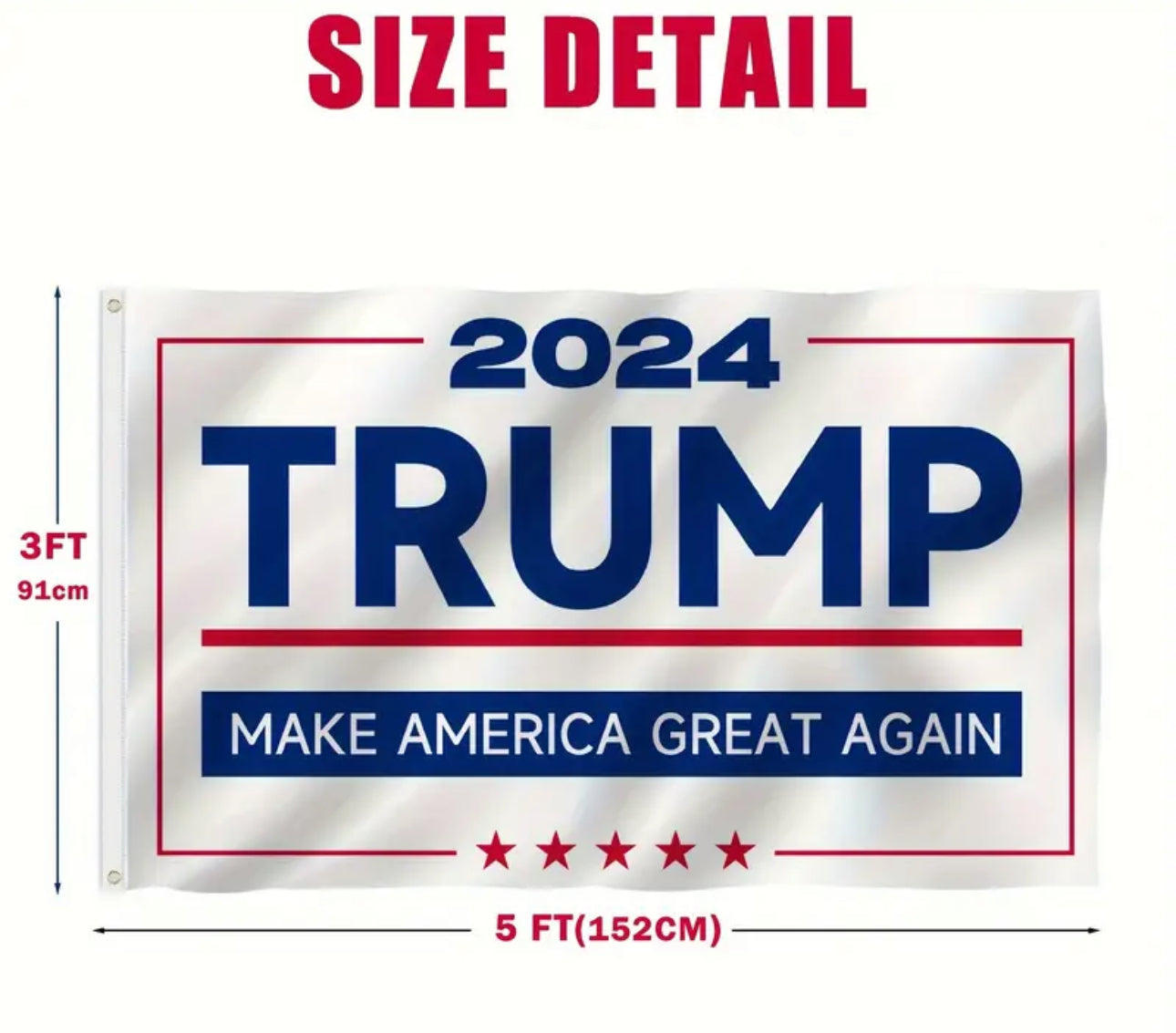 Trump 2024 MAGA Flag, 3x5 Foot Heavy Duty Polyester Banner with Brass Grommets - Vivid Color, UV Protected, Fade Resistant - Perfect for Indoor & Outdoor Use