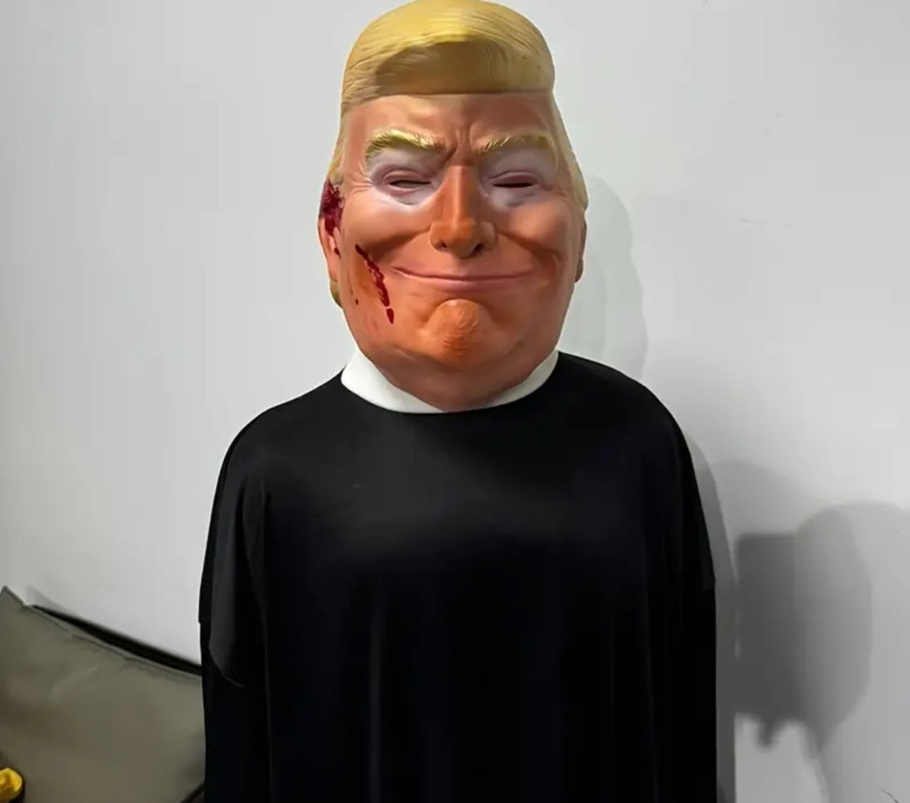 2024 Halloween Trump Mask Latex Headpiece Attempted Assassination Fight Fight Fight! Blood Stains Randomly Placed MAGA Adult Novelty Halloween Costume Party Supplies