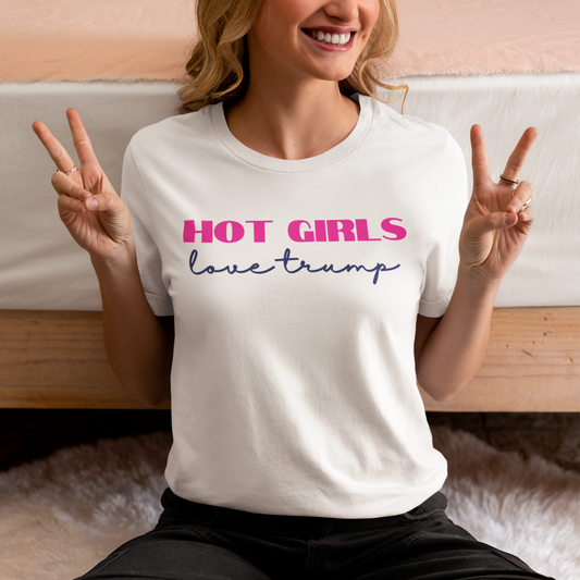 "Hot Girls Love Trump" Short-Sleeve Women's T-Shirt White Hot Pink