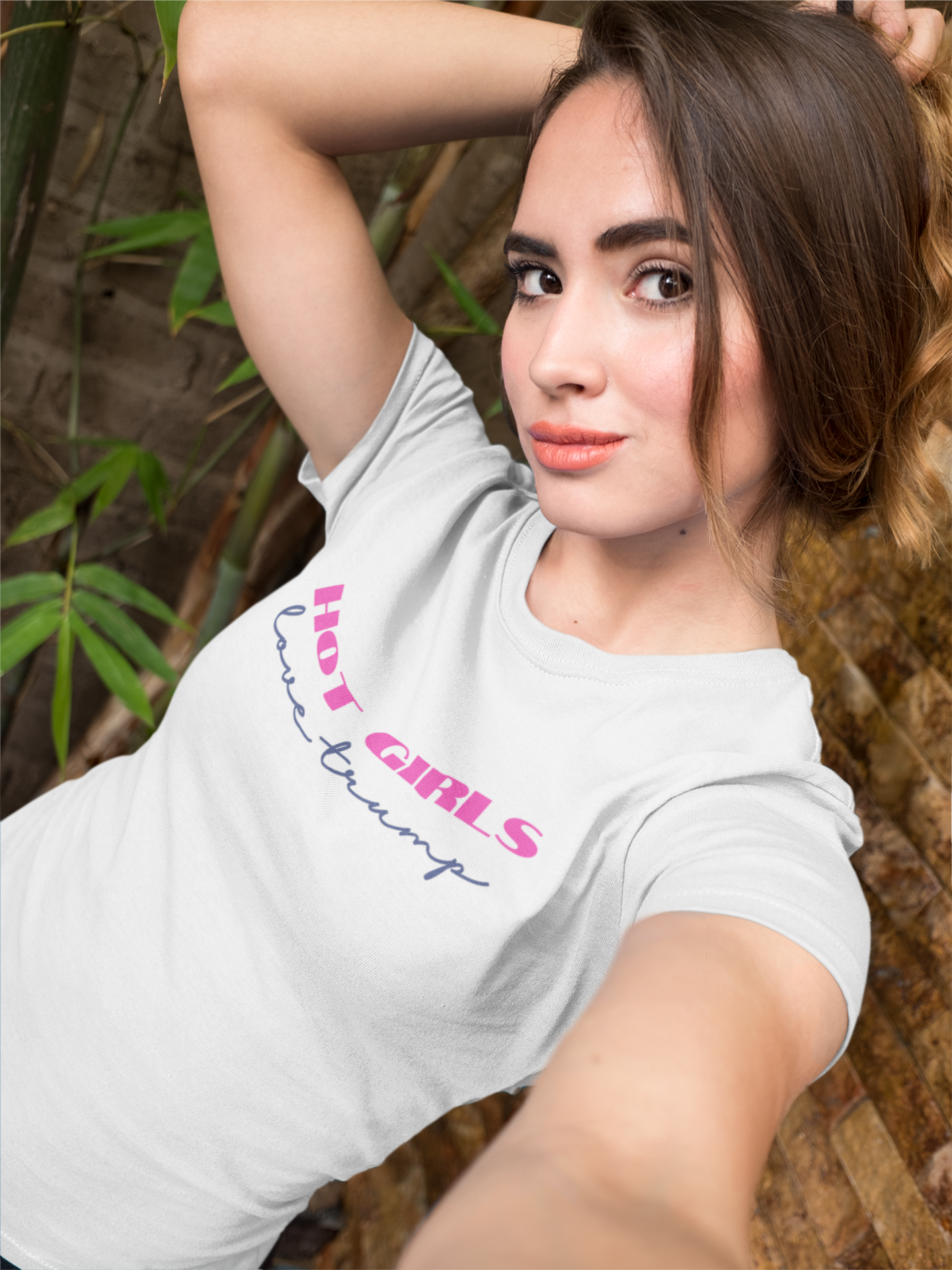 "Hot Girls Love Trump" Short-Sleeve Women's T-Shirt White Hot Pink