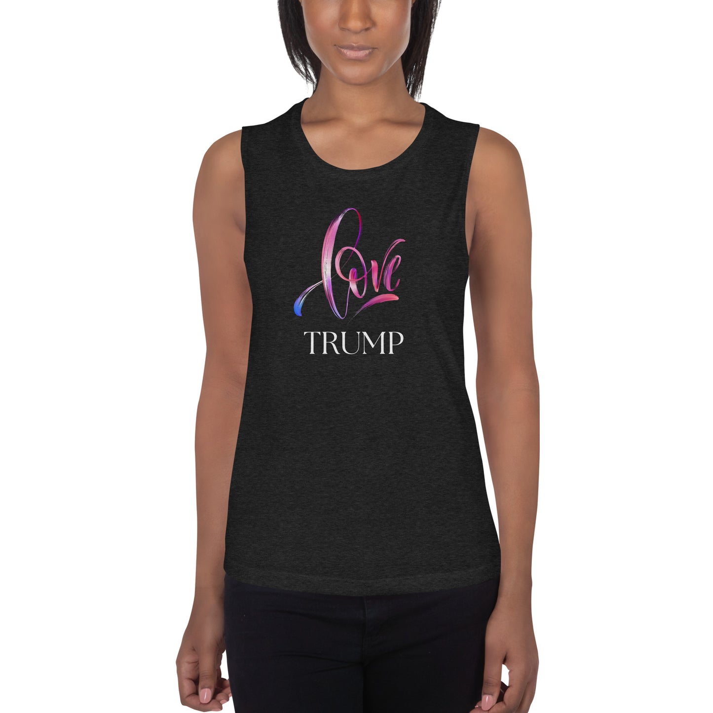 "Love Trump" Ladies’ Muscle Tank - Soft and Breathable Women's Tank Top | MAGA | USA