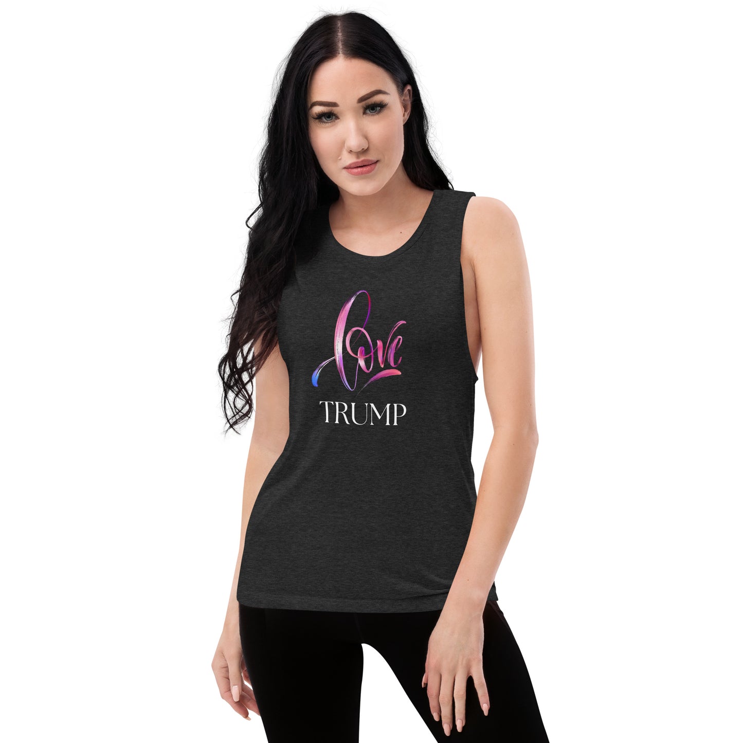 "Love Trump" Ladies’ Muscle Tank - Soft and Breathable Women's Tank Top | MAGA | USA