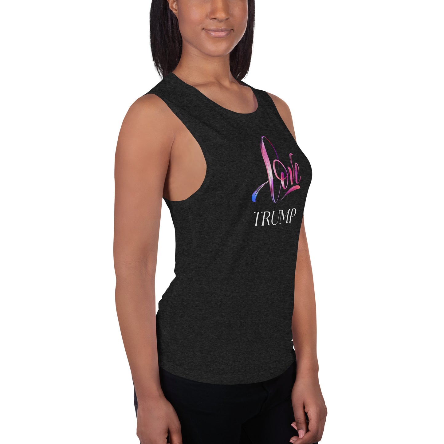 "Love Trump" Ladies’ Muscle Tank - Soft and Breathable Women's Tank Top | MAGA | USA