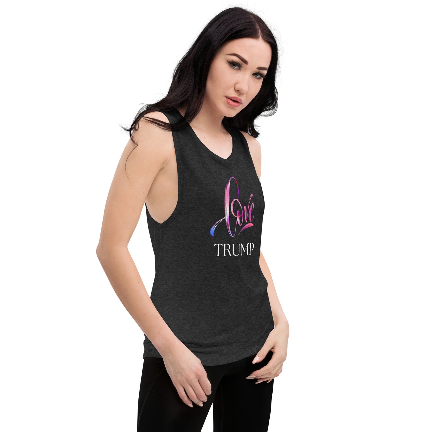 "Love Trump" Ladies’ Muscle Tank - Soft and Breathable Women's Tank Top | MAGA | USA